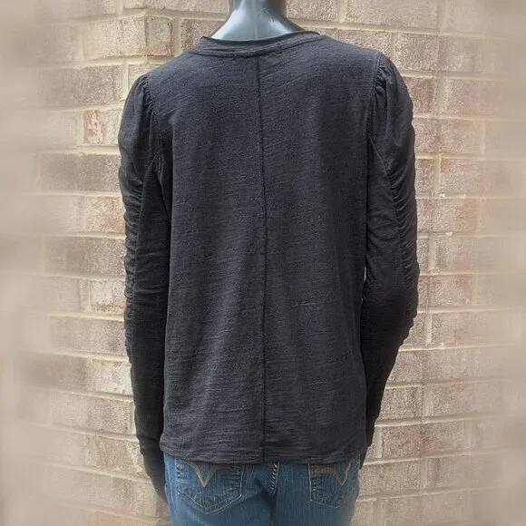 We The Free Natasha Crewneck Ruched Long Sleeve Top Sz M - Picture 6 of 13